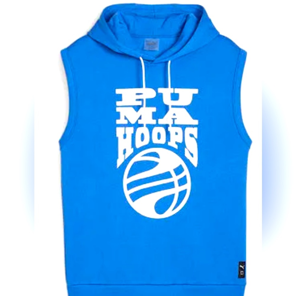 Puma Blue and White Basketball sleeveless hoodie-Size XXL-NWT